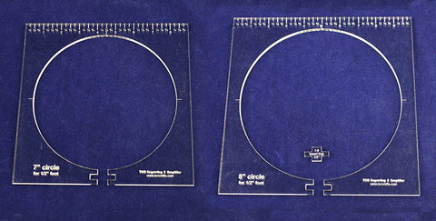 2 Piece Inside Circle Set B--7" & 8" W/rulers ~1/4" Thick - Long Arm- For 1/2" Foot