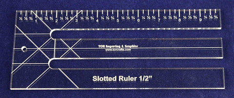 10" Slotted-Ruler - 1/2" Slots - Acrylic 1/4" thick. Quilting/Sewing