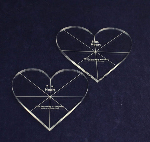 Heart Template 2 Piece Set. 7,8 Inches - 1/4 Inch Thick