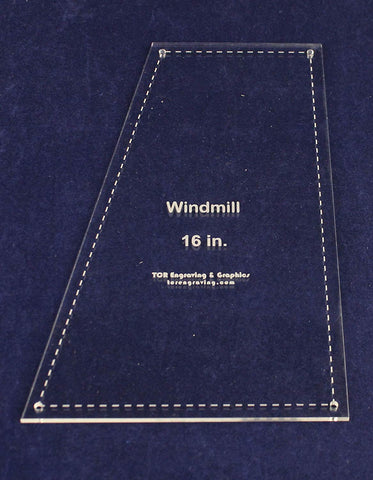 Windmill Quilting Template- for 16" Square Clear 1/8"