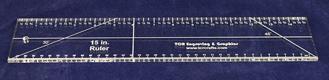 15" Ruler. Acrylic 1/4" thick. Quilting/Sewing - Imperial/Metric
