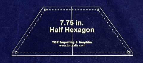 Half Hexagon 7.75" with Seam, Center Guideline & Guide Holes-Quilt Templates-