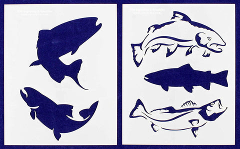 Trout Fish Stencils 8" X 10" Mylar 2 Pieces of 14 Mil - Painting /Crafts/ Templates