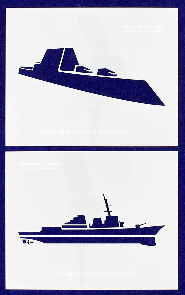 US Navy Ships 2-Piece Set- 8 Inch x 10 Inch 14 Mil Mylar Stencils Dest – Quilting Templates and ...