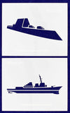 U.S. Navy Ships-Destroyers- 2 Piece Stencil Set 14 Mil 8" X 10" Painting /Crafts/ Templates