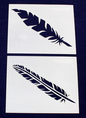 Large Feather Stencils - 2 Piece Set - 8 X 10 Inches
