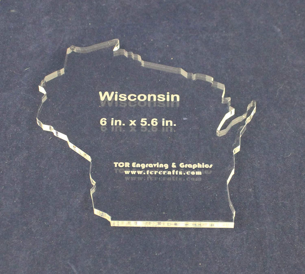 State of Wisconsin Template 6 x 5.6 Inch- Clear 1/4 Inch Thick Acrylic ...