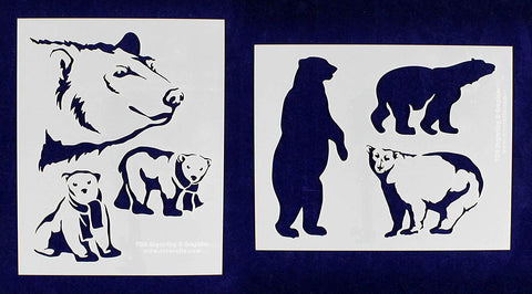 Polar Bear Stencils Mylar 2 Pieces of 14 Mil 8" X 10" - Painting /Crafts/ Templates