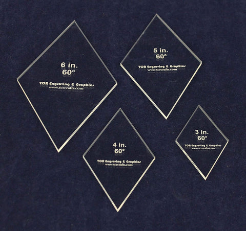 Diamond Templates 4 Piece Set Actual Size 3, 4, 5, 6 Inches - 60 1/8 Inch Thick