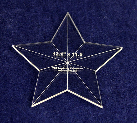 Star Template  12.1" x 11.5" - Clear 1/8" Thick w/ Guidelines & Center Hole