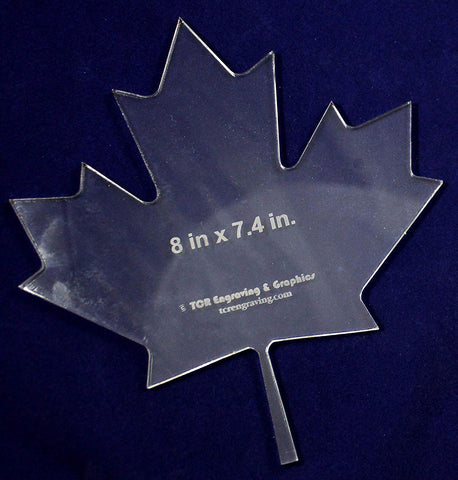 Maple Leaf Template 8"H X 7.4"W - Clear ~1/4" Thick Acrylic-