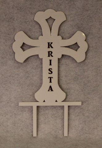 Cross Cake Topper - Assorted Colors - Free Engraving!